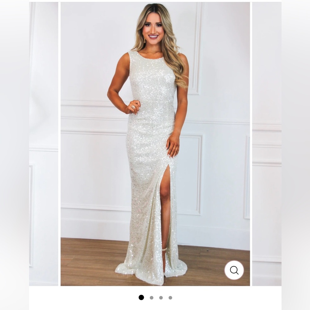 BEAT OF YOUR HEART SEQUIN COWL BACK MAXI DRESS: CHAMPAGNE